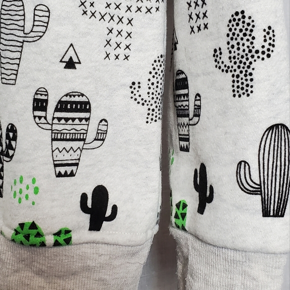 LA SOUL Crewneck All-over Cactus Print Cotton Blend Fleece Sweatshirt Size S/M - Picture 7 of 8